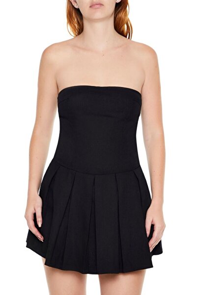 Forever 21 Pileli Straplez Mini Elbise