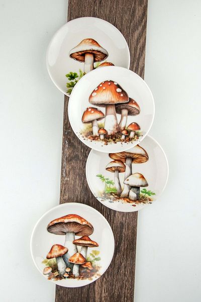 Bursa Porselen Dekor Mushrooms 4 Piece Cookie Plate