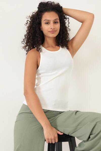 AMİDA Γυναικείο Αθλητής Amida White Crew Neck Corded - 2416