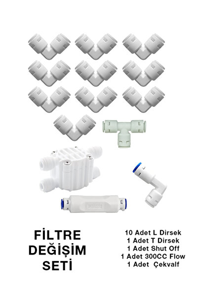 Alkalina Su Arıtma Yedek Parça Seti - Su Arıtma Dirsekler, Çekvalf, Atık Kısı...