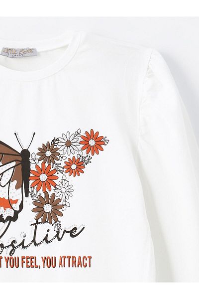 Little Star Girl's Butterfly Printed Blouse Size: 8 Years
