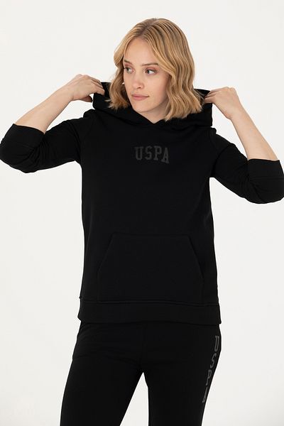 U.S. Polo Assn. Hanorac de bază cu glugă neagră de damă 50271557 -VR046