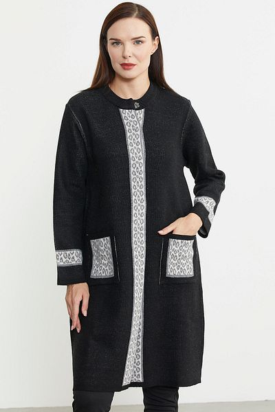 Sementa Cardigan lung de lână neagră - cu buzunare