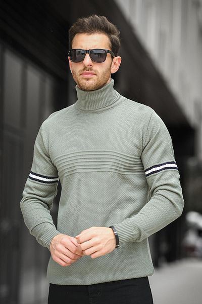Oksit Ανδρικό πουλόβερ με λαιμόκοψη Giul Cotton Slim Fit Stripe