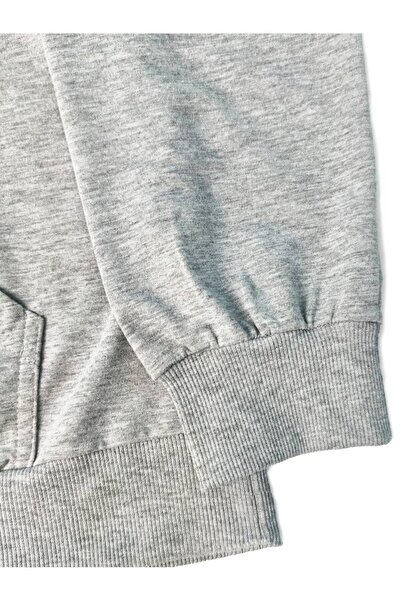 Medinenur 2 Thread Ribbed Hooded Sweatshirt with Handwriting Detail