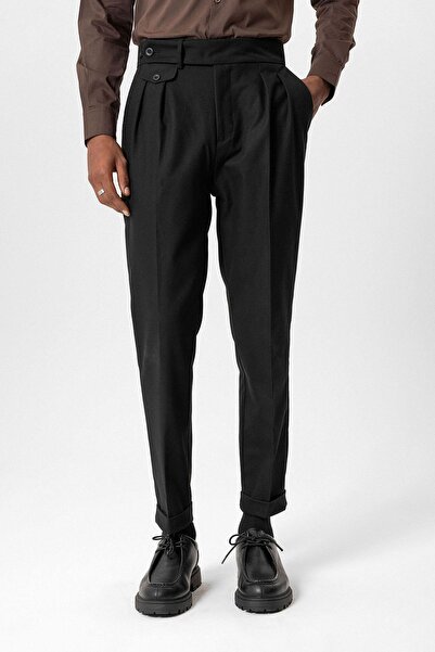 Antioch Black High Waist Pleated Men's Technical Pants