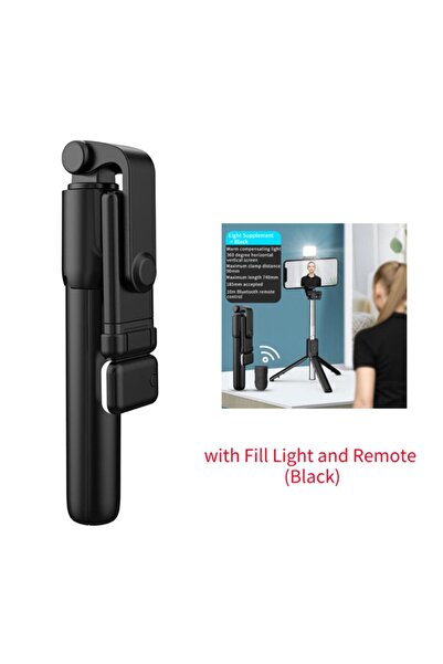 Choice Black Portable Bluetooth Selfie Stick Tripod Holder with Remote Shutter Fill Light Extendable Wirele