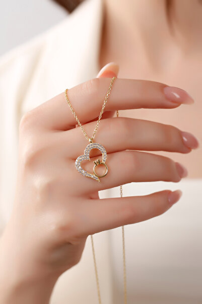 SARIASLAN 925 Ayar Gümüş Kalp Tek Taş Yüzük Kadın Gümüş Kolye,sevgiliye Özel ...