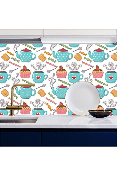 Bigaimaj Кухонна стільниця з самоклеючою фольгою з малюнком чайних капкейків,...