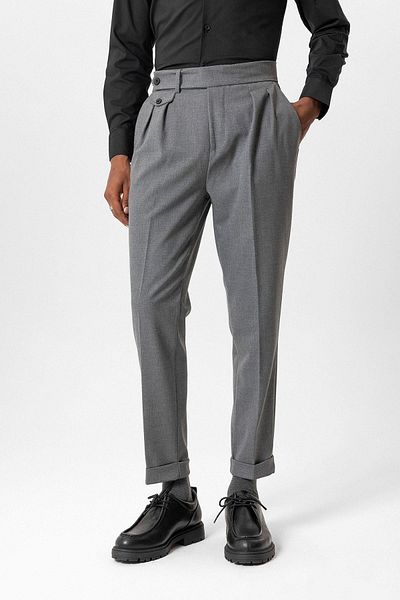 Antioch Gray High Waist Pleated Men's Technical Pants