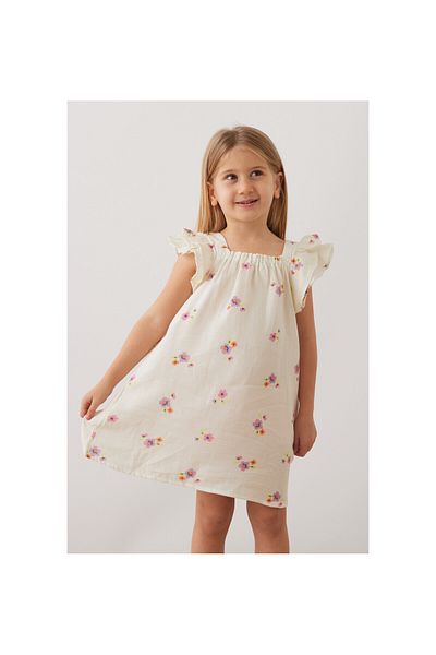 CİCHLİD Muslin Fabric Flower Patterned Dress