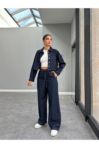 ESRAHELVACI Set cămașă și pantaloni Palazzo din denim