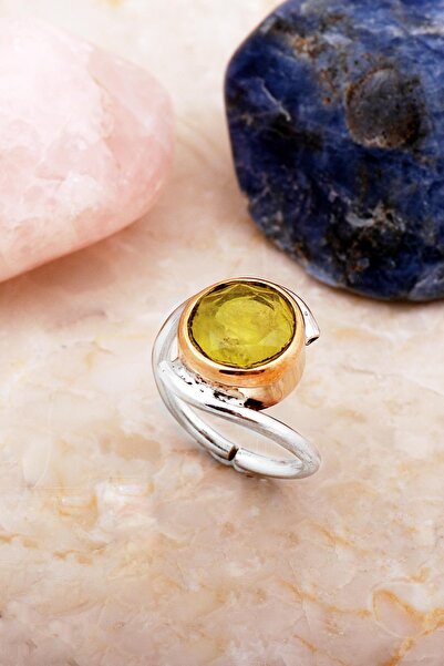 Sümer Telkari Sarı Paraiba Taşlı Tasarım Gümüş Yüzük 5914