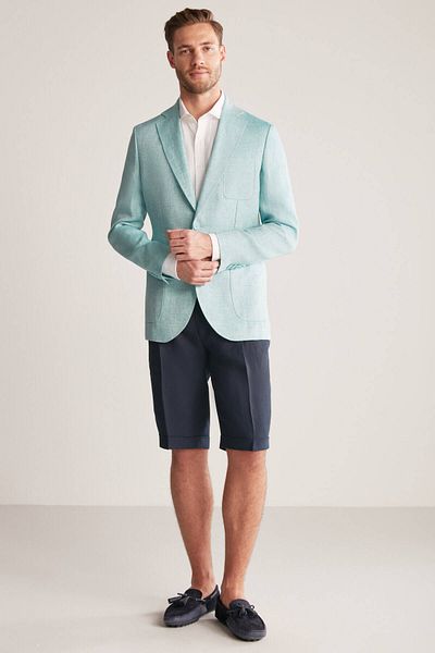Hemington Pure Linen Turquoise Summer Blazer Jacket