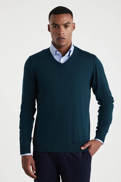 Hemington V-Neck Dark Green Merino Wool Sweater