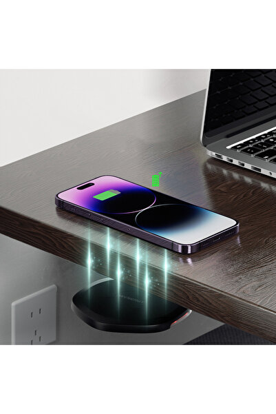 Choice شاحن لاسلكي أسود غير مرئي 27 مم، يُوضع تحت الطاولة، شحن سريع لاسلكي لل...