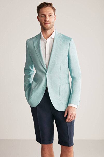 Hemington Pure Linen Turquoise Summer Blazer Jacket