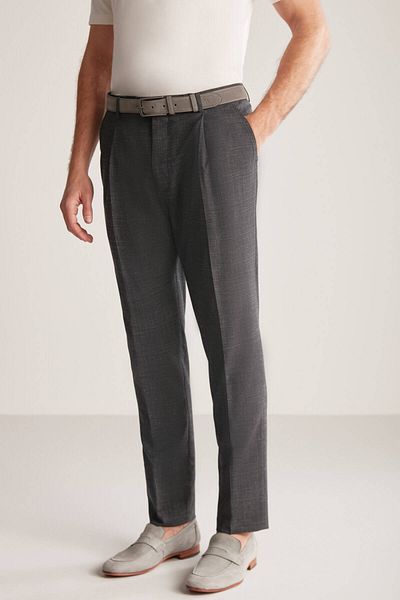 Hemington Linen Wool Blend Black Classic Woven Trousers