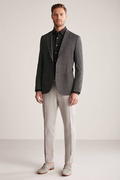 Hemington Linen-Wool Blend Black Summer Blazer Jacket