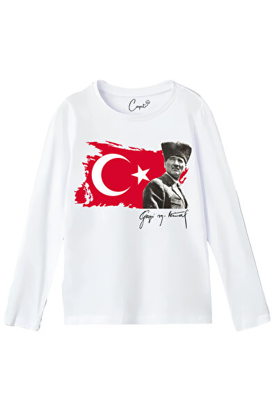 Çapıt Детска тениска от 100% памук със стандартен разкрой и нулева яка, дълъг...