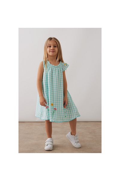 CİCHLİD Girl's Flower Embroidery Detailed Dress