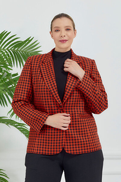 Fagi Γυναικείο καρό κλασικό μπουφάν με διπλά κουμπιά