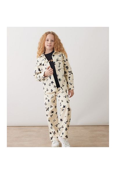 CİCHLİD Girl Floral Patterned Gabardine Suit