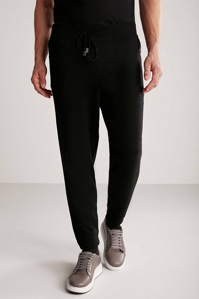 Hemington Cashmere-Silk Blend Black Sports Knitwear Trousers