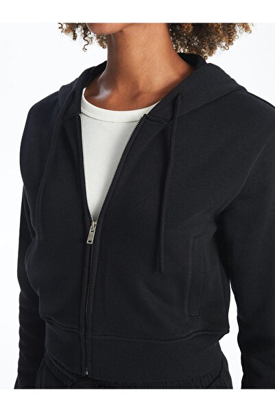 LC Waikiki XSIDE Kapüşonlu Düz Uzun Kollu Kadın Fermuarlı Sweatshirt