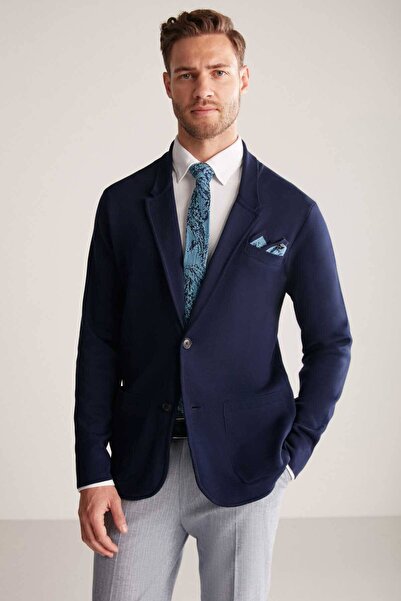 Hemington Etnik Desen Lacivert-Mavi Örgü Mendil