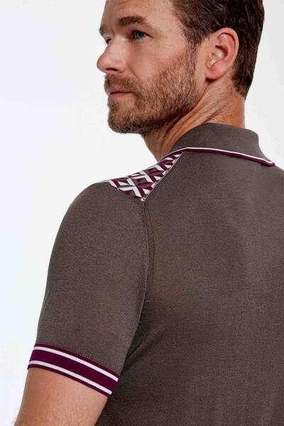 Hemington Silk Cotton Blend Pattern Brown Knitwear Polo