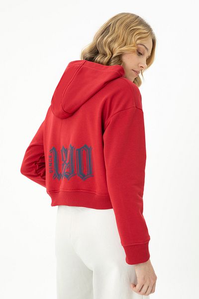 U.S. Polo Assn. Hanorac roșu cu glugă pentru femei 50271652 -VR030