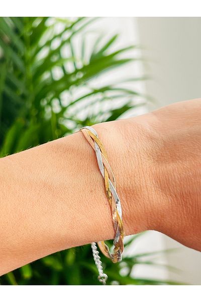 KOALA COMPANY Steel Tricolor Knitted Italian Bracelet-Non-Wrockness No Allergy