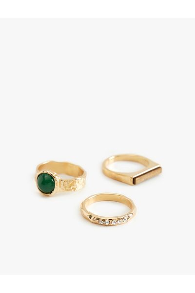 Koton 3-Piece Ring Set - Stone Detailed and Multi-Colored
