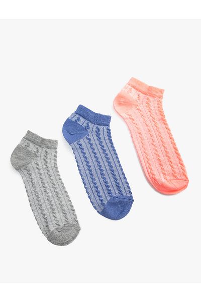 Koton Basic 3-Piece Booties Socks Set Textured Multicolor