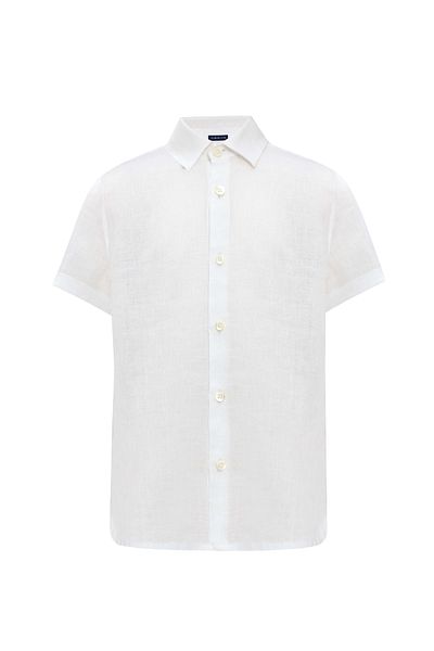 Hemington Short Sleeve Pure Linen White Children's Shirt