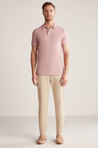 Hemington Vintage Look Pink Polo Collar T-shirt