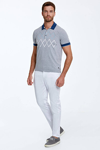 Hemington Baklava Pattern Pure Cotton Light Gray Knitwear Polo