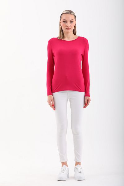 penyebizden Tricou cu mânecă lungă din viscoză și lycra pentru damă - mov fucsia