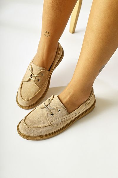 Limoya Γυναικεία casual παπούτσια Janin Nud, Beige Suede Lace-Up
