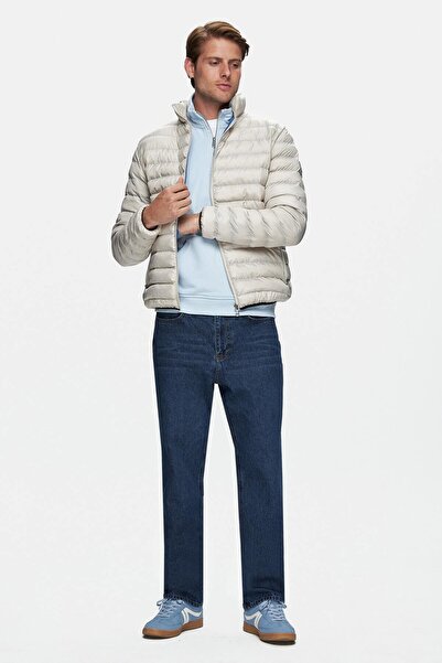 UCLA Northwin Beige Zippered and Pocketed Polyester Standard Fit Men's Coat