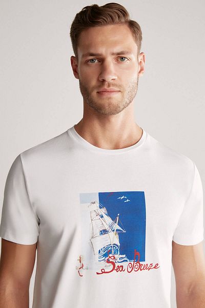 Hemington Printed White Pima Cotton T-Shirt