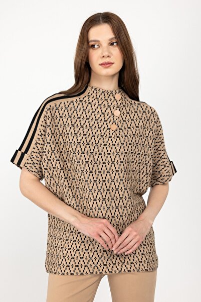 ON Tricotaj cu mânecă scurtă cu guler în picioare