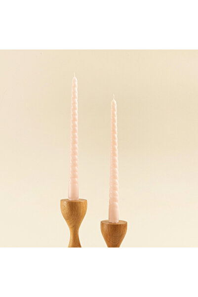Chakra 2Li İtalyan Burgu Şamdan Mumu 30 Cm Pinky Açık Pembe