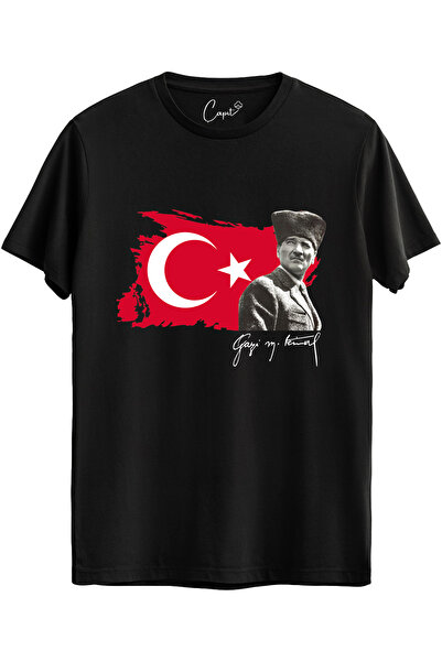 Çapıt تي شيرت 100% قطن قياسي برقبة دائرية وأكمام قصيرة مطبوع عليه Moon-Star a...