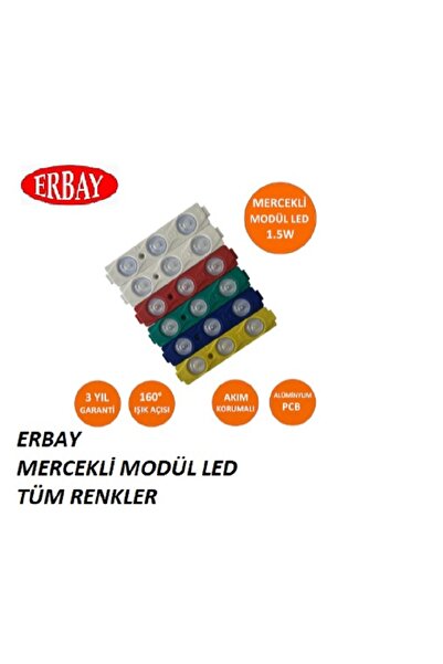 ERBAY 20 Adet 1,5w Büyük Boy Mercekli Geniş Açılı Modül Led