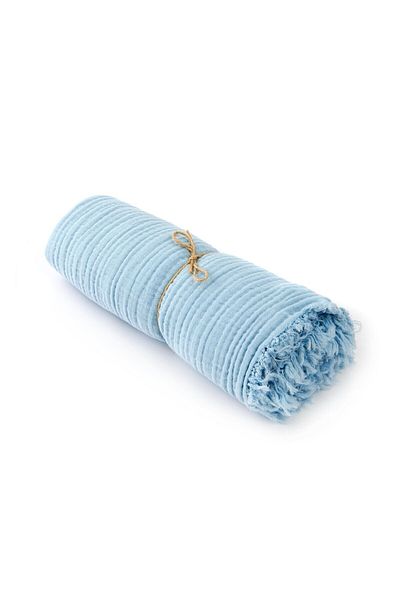 Nuvomon Muslin Sofa Shawl - Blue - 100X110 cm