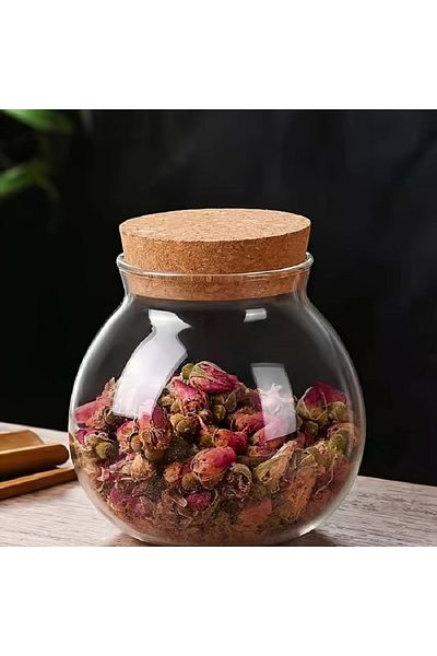 Choice 1PCS 1pc Storage Container, 500ml Round Glass Storage Jar With Sustainable Cork Lid, For Coffee,Tea,