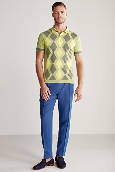 Hemington Green Khaki Baklava Pattern Knitwear Polo