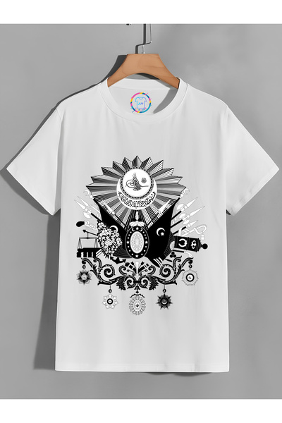 BBS "تي شيرت أبيض مطبوع عليه ""الاسم العثماني الجديد""."